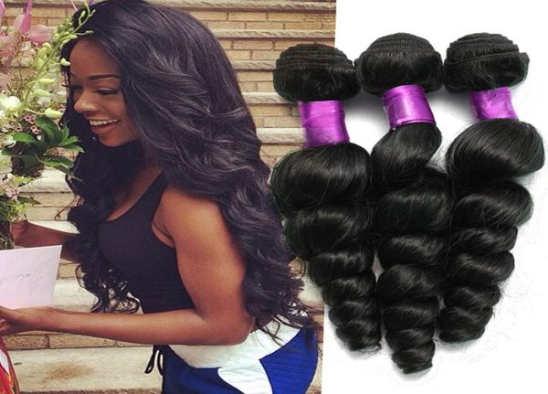 

7a malaysian virgin hair loose wave hair 4pcs lot raw human hair weave unprocessed malaysian loose wave color 1b malaysian loose w6309659, Black