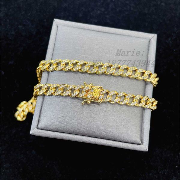 

6mm 14k necklace custom moissanite miami cuban link 14k gold cuban link chain hip hop necklace for girl, Silver