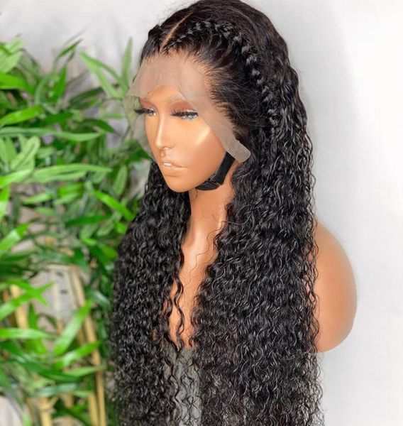 

brazilian water curly 13x4 lace front human hair wigs 26 28 30inch deep wave long frontal wig for black women9843014, Black;brown