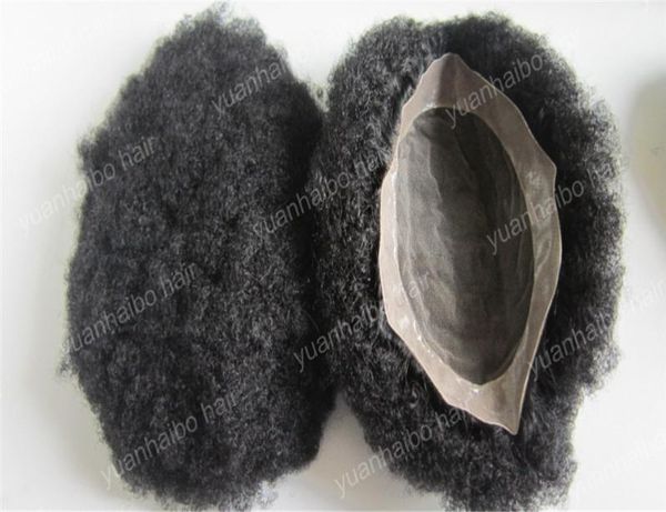 

large stock afro curl toupee for handsome men virgin brazilian hair kinky afro curl american men toupee 9851054, Black