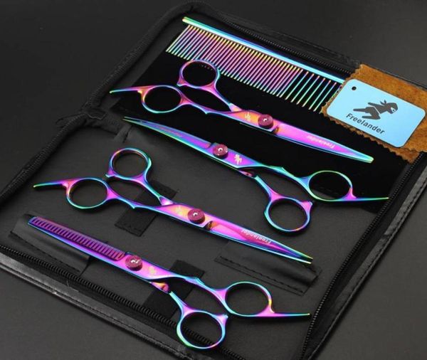 

with retail packing lander 60 inch 4cr 62hrc hair cuttingthinning scissors kit rainbowpurple hair scissors set drop shippin9099502