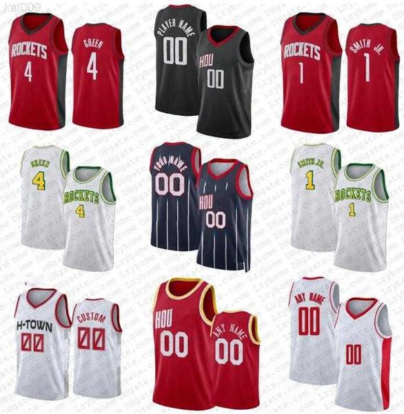 

mens womens youth houston''rockets''custom amen thompson 1 cam whitmore 7 jalen green 4 kevin porter jr. 3 alperen sengu, Black;red
