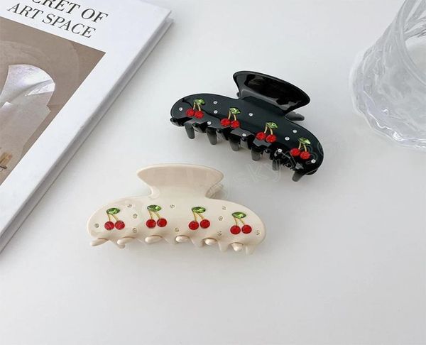 

fashion acetate cherry zircon large hair clip claws headdress for women girls sweet style hairpins accessories gift7854407, Slivery;white