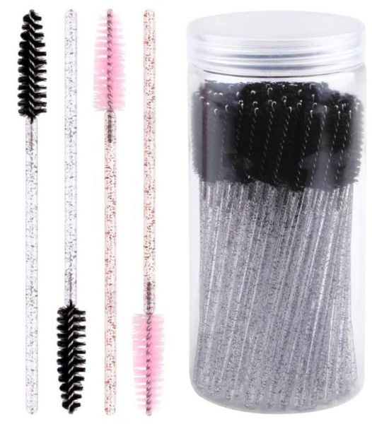 

makeup brushes 100pcs disposable eyelash brush crystal mascara wands makeups applicators diamond handle spoolie cosmetic eyebrow t1981702