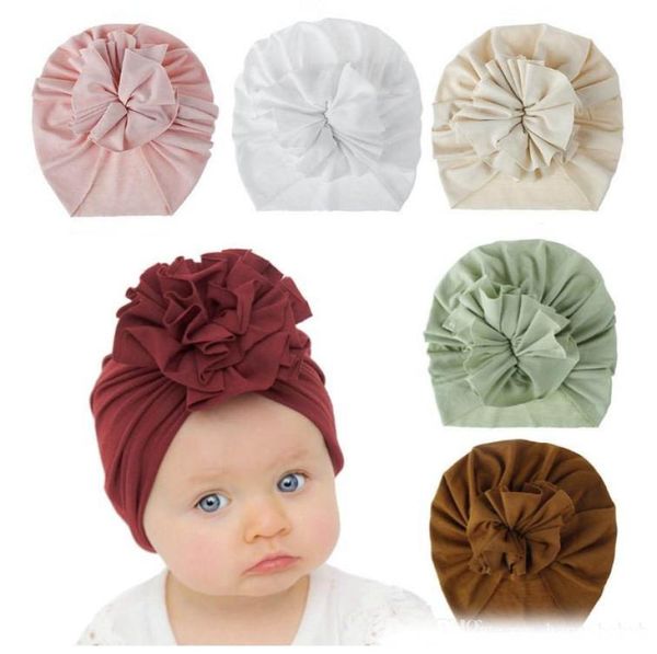 

18 colors infant toddle flower caps kids designer hats headbands hat bandanas baby girl hair accessories children turban cap7198257, Slivery;white