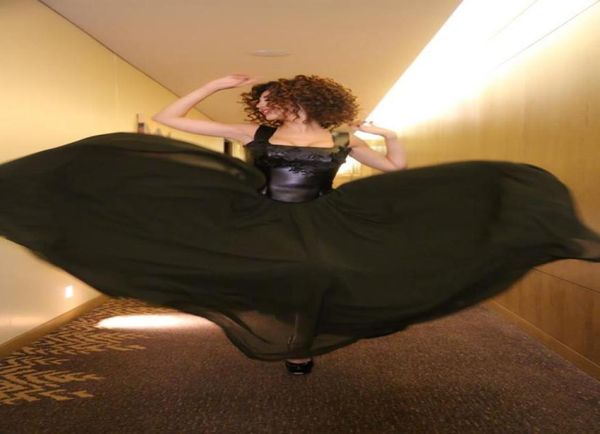 

black fur and chiffon party dress lebanon singer syriam fares same style princes prom dresses custom made leather evening gow1644630, Black;red