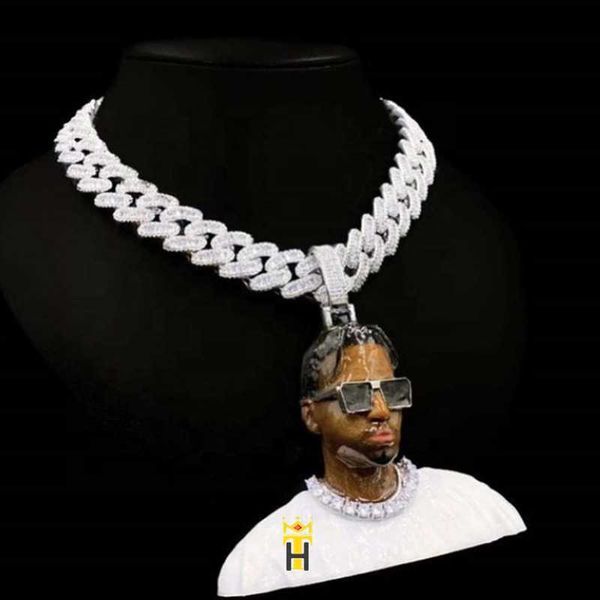 

personalized moissanite pendant necklace men jewelry hand enamel custom 3d sculpture pendant, Silver