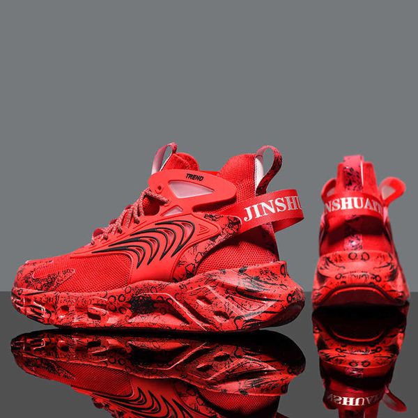 

mens breathable sneakers red white black sports trainers man casual running shoes large size 39-46