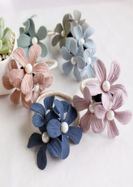 

1pc girls three floral scrunchy elastic hair bands flower rubber bands hair rings ropes ornaments accessories for womens7187554, Slivery;white
