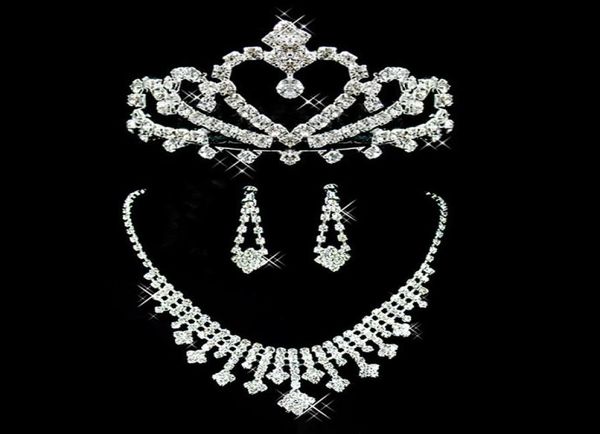 

2019 bridal jewelry wedding bridal rhinestone accessories necklace and earring ear stud style sets silver plated new without tags2016688