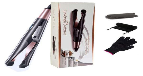 

new unique plate spiral joint panel 2 in 1 curler and straightener lcd styling salon tool9301031, Black