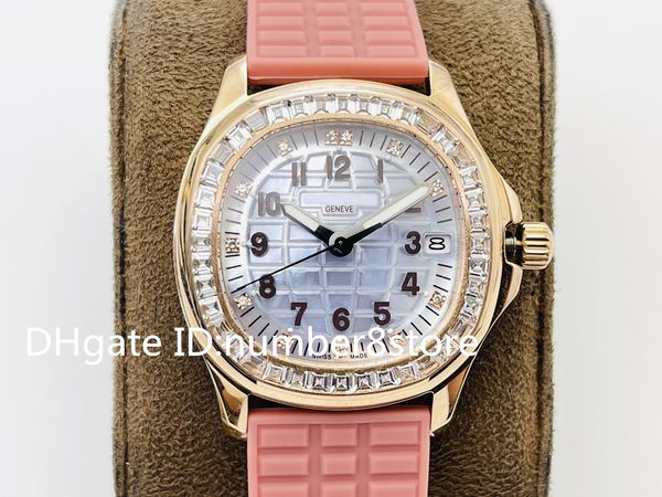 

pff designer diamond women watches luxury ladies watch cal.324 automatic mechanical wristwatches mother-of-pearl dial sapphirel cnc 18k rose, Slivery;brown