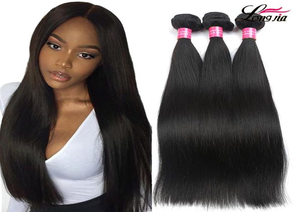

8a brazilian straight hair bundles unprocessed brazilian human hair weaves double weft silky straight natural color6469833, Black