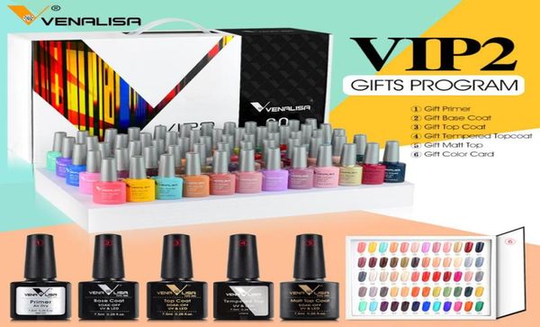 

71508k venalisa 65pcs gel polish set vip2 5 series base primer tempered coat 60 colors color kit9210678, Red;pink