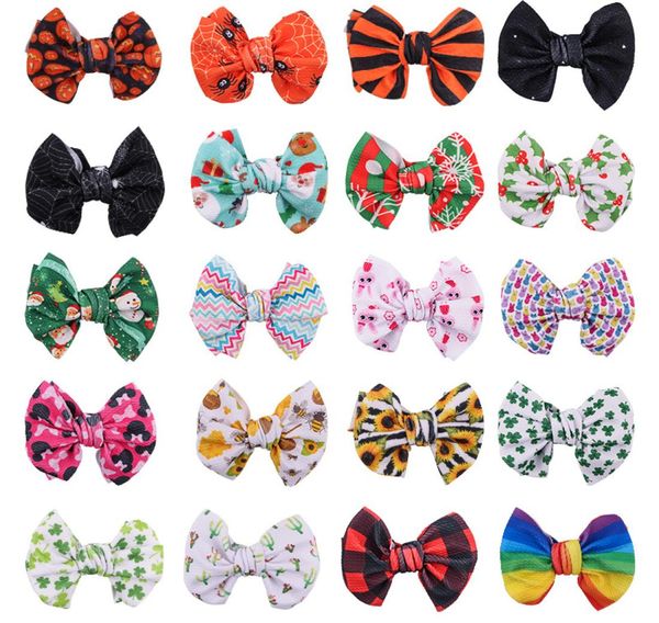 

christmas halloween baby girls hairpins cute ins print bowknot hair clip leopard bow hairclips plaid barrette diy hair accessories2607495, Slivery;white