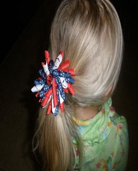 

girl 35quot curlies polkadot ribbon korker hair bows clips prints dot ribbon loop corker ponytail holders hair ties accessories6292760, Slivery;white