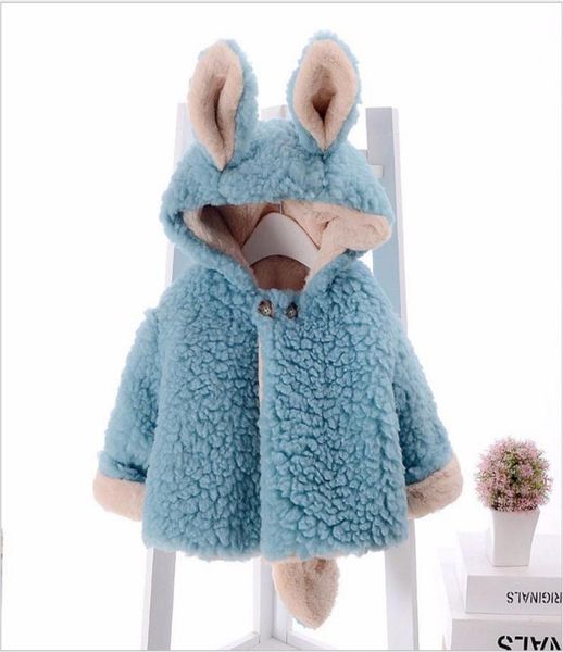 

children fleece coat winter new baby girls cute ear hooded faux fur coat kids fleece thicken outwear children cartoon coat a50428077339, Blue;gray