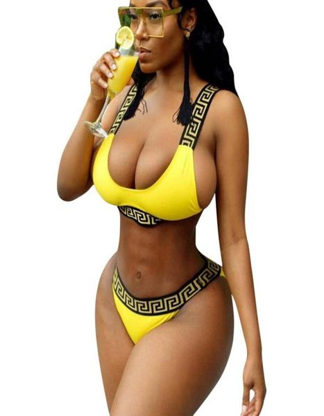 

2019 summer women printed bikini set pushup swimsuit swimwear triangle bath6911280