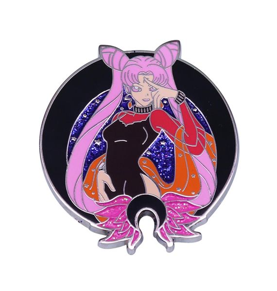 

glitter black lady enamel pin brooch anime dark girl clan forehead5771153, Blue
