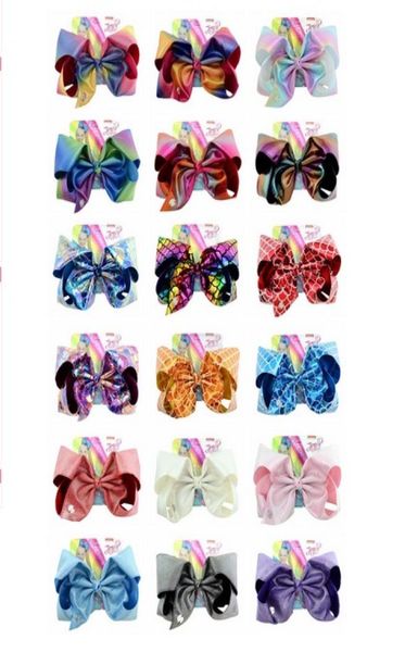 

8 inch baby girl bows and paper card leather laser cloth super large bow hairpin child hair accessories with cardboard colorful bo3755844, Slivery;white