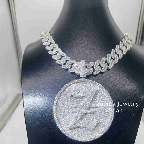 

new design vvs moissanite custom initial name necklace 925 silver charms pendant