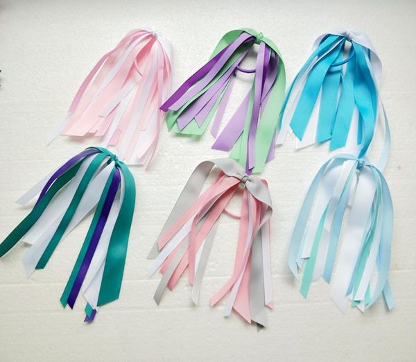 

baby hair ties accessories girls korker bow ponytail hair ribbon tassel streamer corker ponytail holder school headwear pd0013140633, Slivery;white
