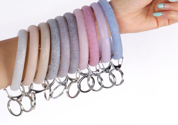 

silicone wrist key ring fashion glitter bracelet sports keychain bracelets bangle round key rings large o cute keyring jewelry gga5594760, Red;brown