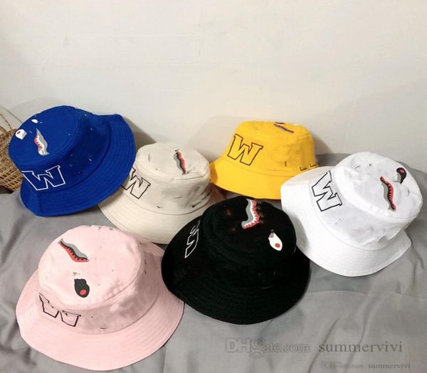 

children fisherman hat designer kids cartoon shark letter printed big brim flatcaps girls boyg travel beach visor q74122693529, Yellow