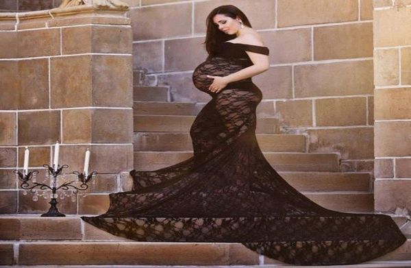 

black lace maternity pography props pregnant dress for po shoot maternity clothes long lace dress pregnancy clothing x3dv1184906, White