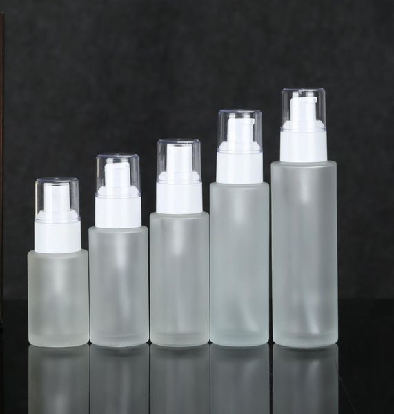 

30405060ml frosted transparent glass cosmetic bottle with press lotion dispenser fine mist sprayer pump f18772806704