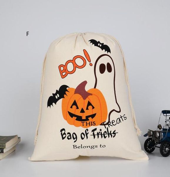 

cartoon drawstring bag halloween shoulder bags candy gift sack pumpkin fold canvas halloween christmas 301481, White