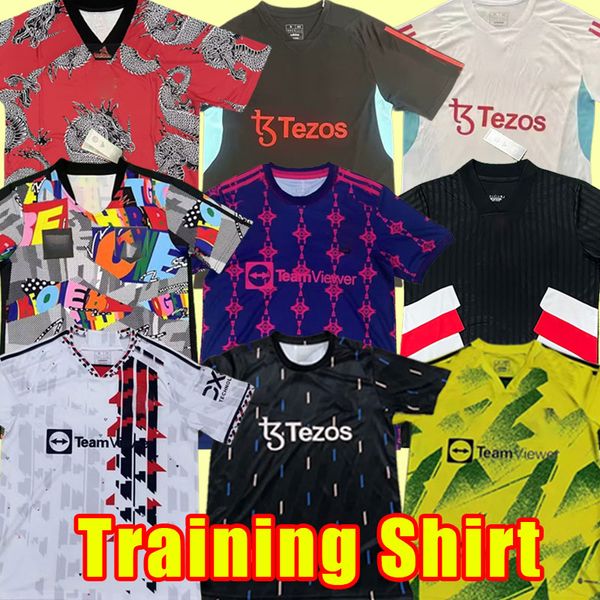 

22 23 24 sancho soccer jerseys ronaldo mans utds fernandes manchesters shew rashford football shirt 2022 2023 2024 icon training athoy icon, Black;yellow