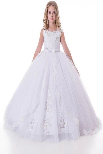 

2021 white flower girl dresses for wedding lace girls pageant gown kids first communion princess dresses9107688, White;blue