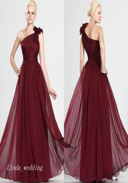 

burgundy wine red evening dress one shoulder long bridesmaid dress maid of honor dress prom party gown1215880, Black;red