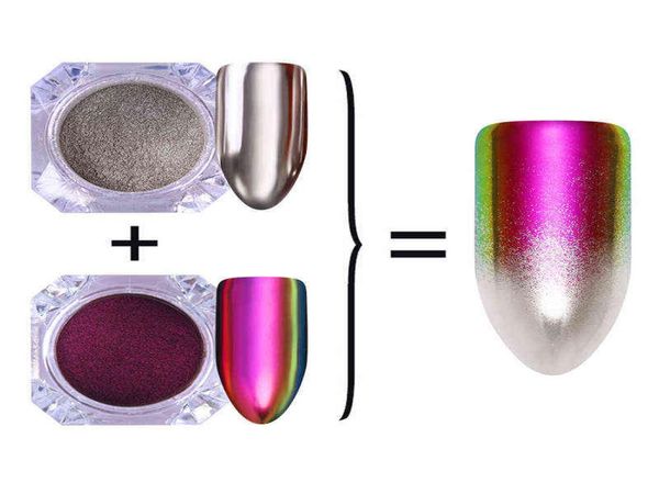 

2 boxes 2019 chameleon silver mirror glitter manicure nail art chrome pigment powder glitter nail art uv gel polish2739386, Silver;gold