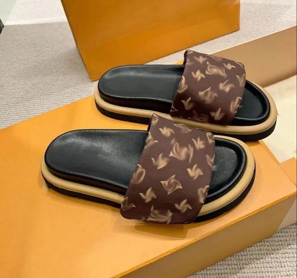 

designers pool pillow mules men women sandals sunset flat comfort mules padded front strap slippers fashionable easy-to-wear style slides bi, Black