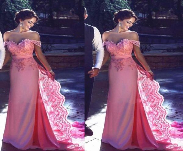 

elegant lace sweep train prom dresses off the shoulder mermaid evening gowns water melon color cocktail formal party dress ch9978180, Black