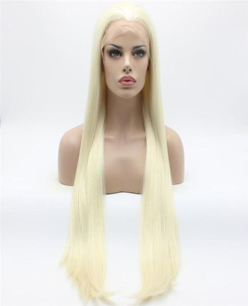 

iwona hair straight extra long white light blonde mix wig 221001613 half hand tied heat resistant synthetic lace front wigs4714602, Black