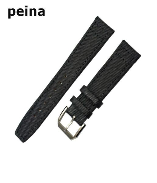 

20mm 21mm 22mm new blackgreen nylon and leather watch band strap for iwc watches3645389, Black;brown
