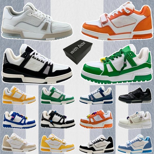 

luxury designer casual shoes logo embossed trainer sneaker triple white pink sky blue black green yellow denim low mens sneakers women train