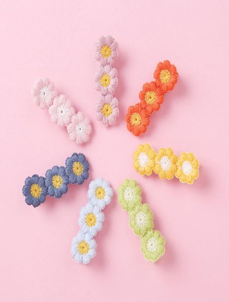 

knit floral baby girl hair clip miniflower hairpins for chirdren baby hair accessories cute barrettes hair band child gifts4561477, Slivery;white