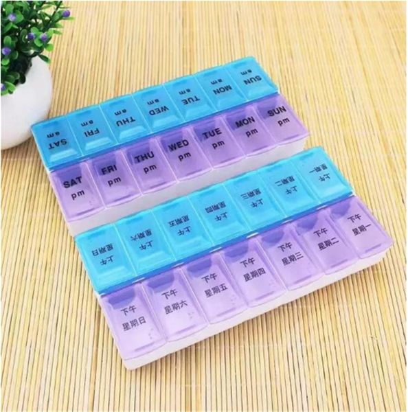 

7 days am pm pill organizer large weekly pills case pills box container cases pill medicine boxes with unique pushbutton pop open5206900