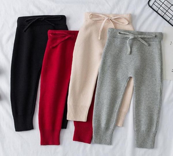 

kids girls boys pants winter fall knitted pants toddler bottom pants little child solid color boys elastic leggings clothing lj2005078478, Pink;yellow