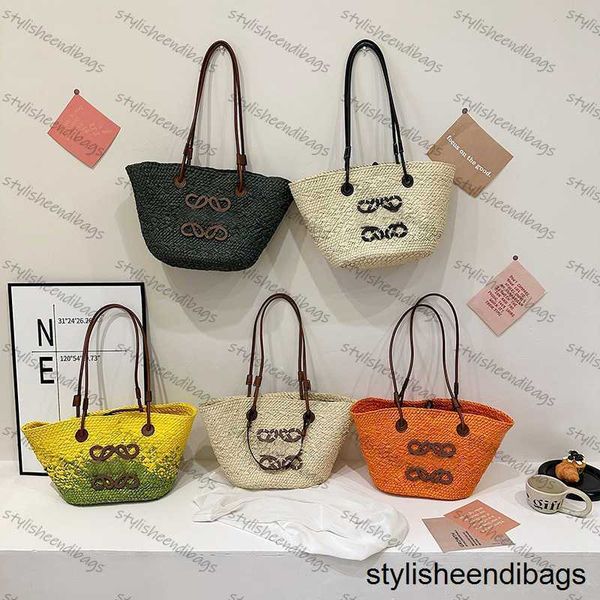 

basket handbag designer bag ladies fashion woven large capacity single shoulder bag basket color gradient seaside holiday beach bag straw ba
