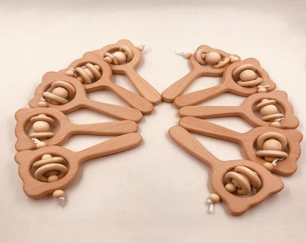 

infant baby baby teether elm wooden bear rattle crafts toy newborn molars baby health teething toys wll497398495
