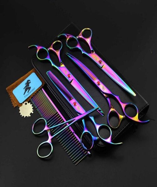 

7 inch electroplating blackpurple lander scissors set with 4 pcs scissors combretail case and hemostatic forceps7771364