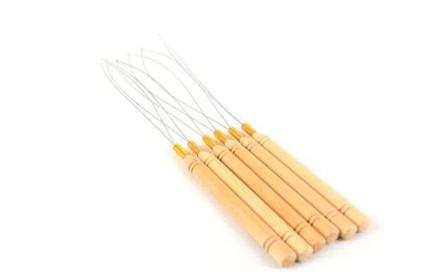

wooden micro beadsring hair extension tools hook needles pulling loopthreader7994811, Silver