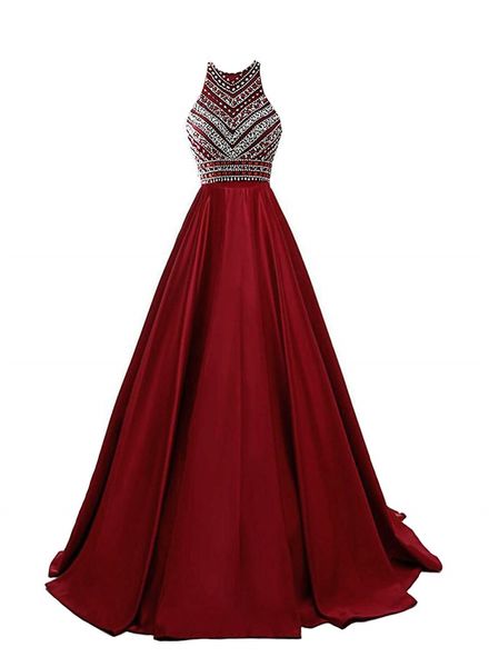 

long sweety formal evening dresses crystal sequined beading pockets a-line satin plus size prom party gowns 20, White;black
