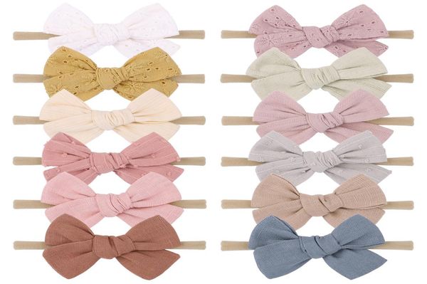 

baby girls headbands nylon bow solid color hairbands children kids simple soft hair accessories bowknot headwear for toddler kha318339743, Slivery;white