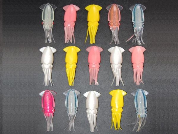 

15pcs 8cm soft plastic squid fishing lures for jigs mixed color big game fishing luminous squid skirts artificial jigging bait1923465